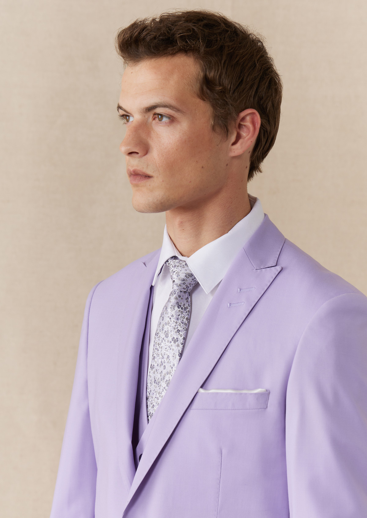 Costume 2 pièces Slim en laine unie lilas