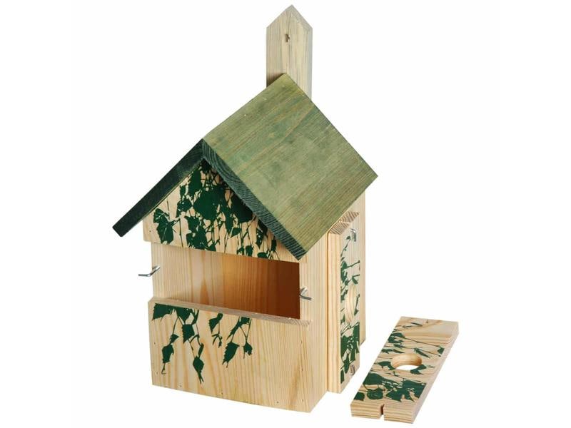 dobar Nistkasten Camouflage Birke, 17.5 x 17 x 33 cm, Holz Nistkasten mit austauschbaren Einfluglöchern