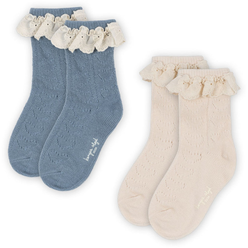 Køb Konges Sløjd Blue Mix 2 Pack Pointelle Strømper