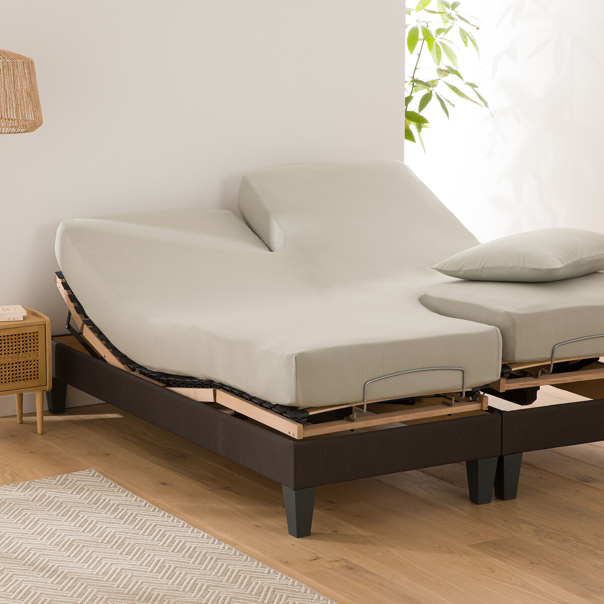 LA REDOUTE INTERIEURS<br>Lençol de algodão liso com elástico, base de cama ajustável, Scenario