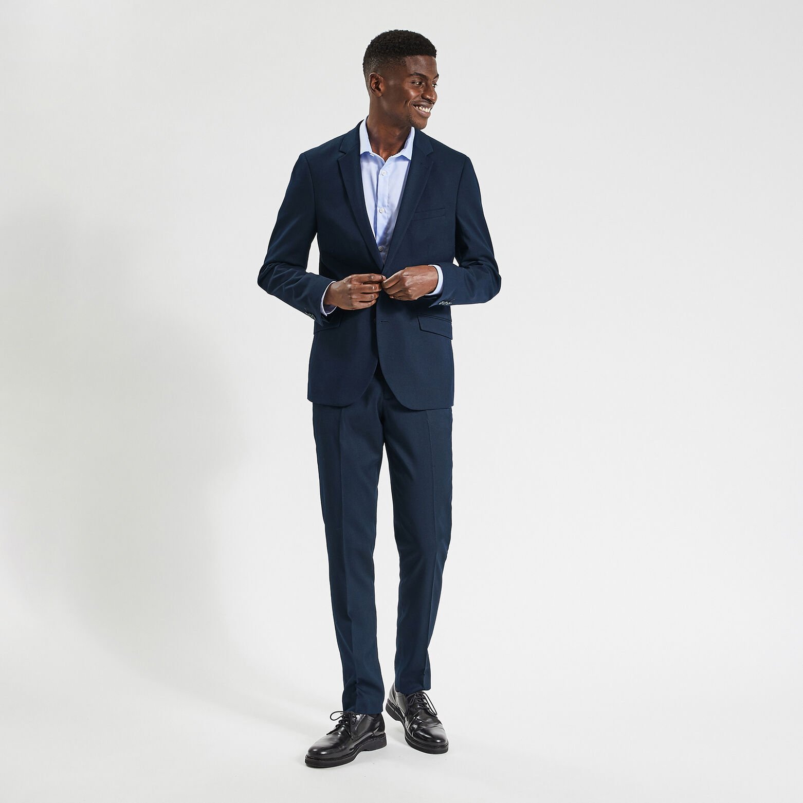 Chemise slim sans repassage unie coton Bleu Ciel