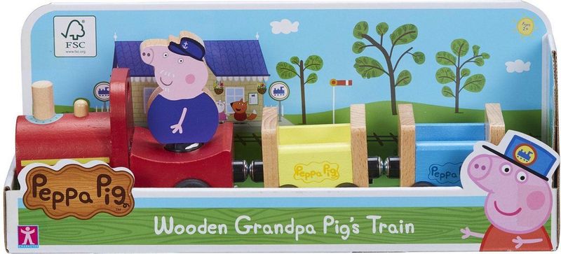 Gurli - Houten Trein met Opa Varken - Speelgoed - Multi - FSC-gecertificeerd Hout