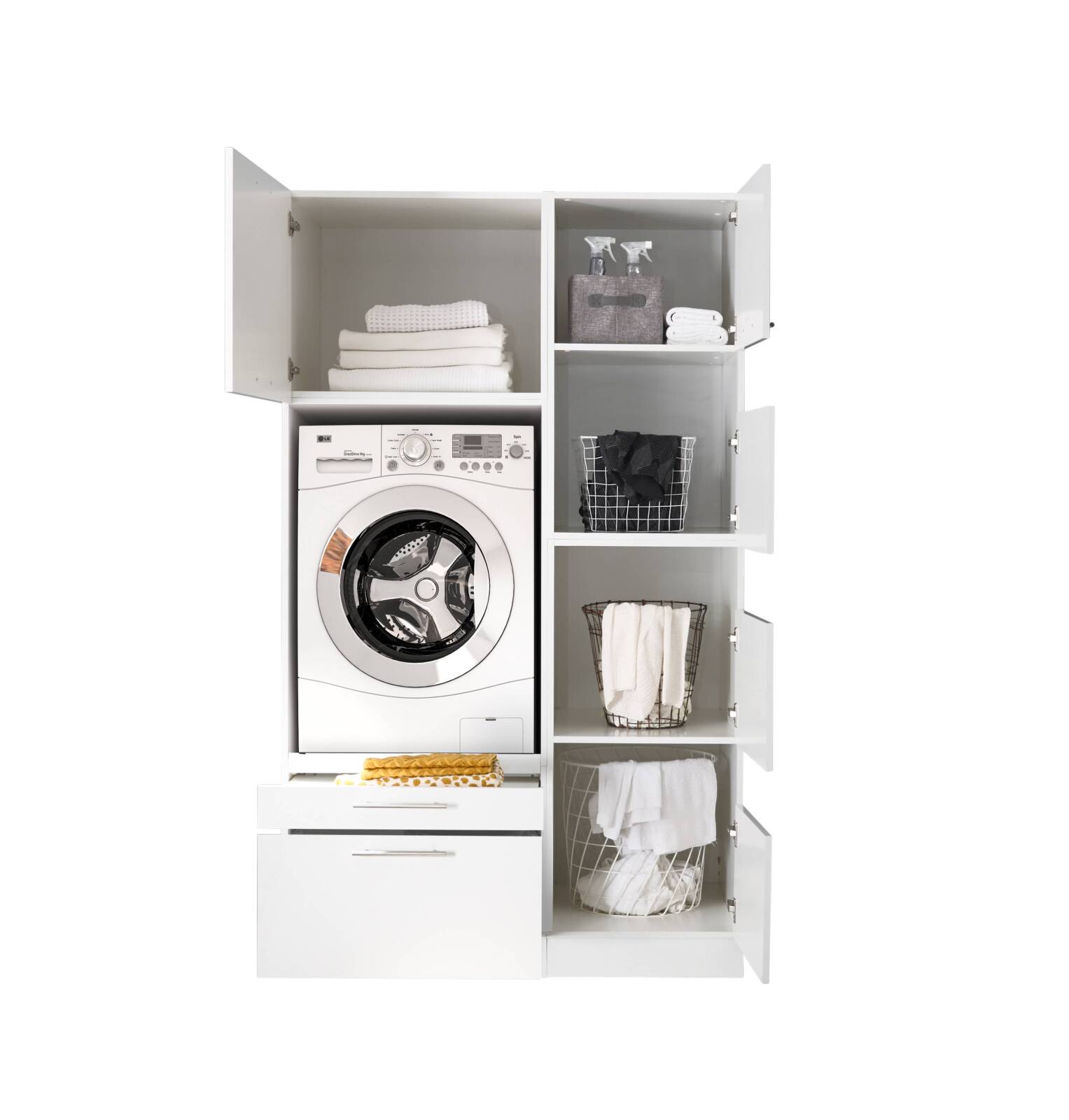 RESPEKTA 2-teiliges Hauswirtschaftsraum-Set CLARA - weiß matt - 117,4 cm