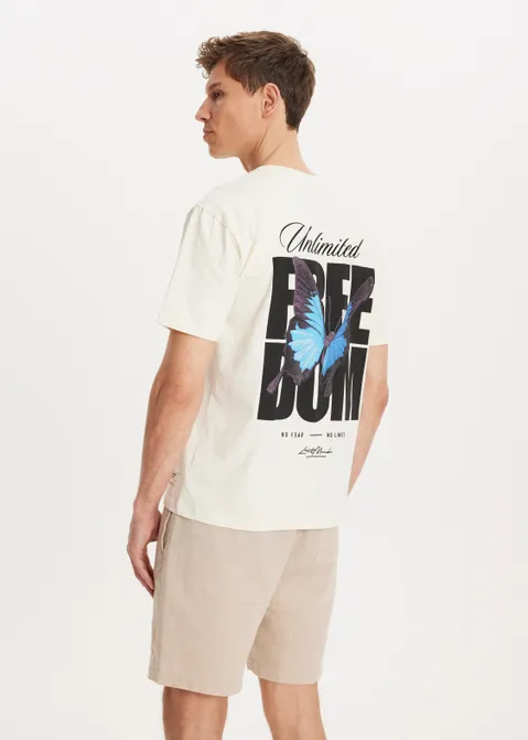 T-shirt met print freedom geel (GEE.VA)