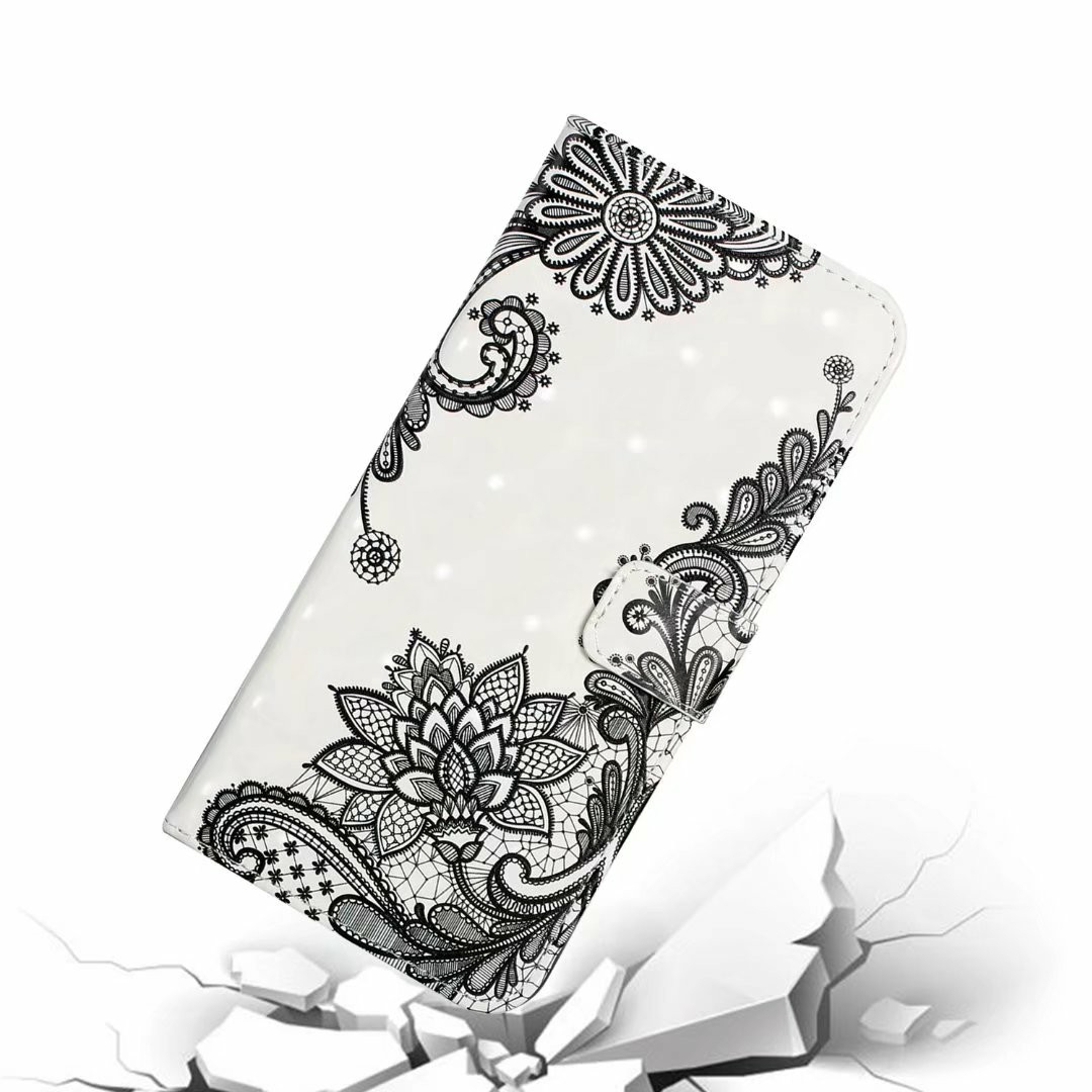 Samsung Galaxy S24 FE Leder Tasche mit Kartenfächern - Blumen Mandala (Weiss)