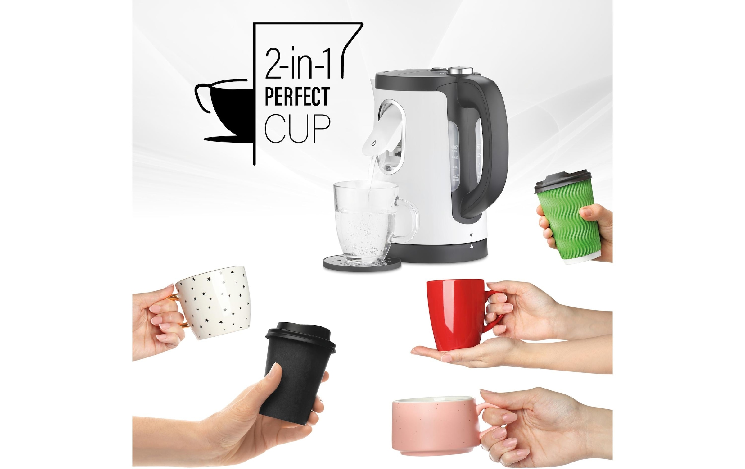 Trisa Wasserkocher »2 in 1 Perfect Cup« 1,5 l 2400 W