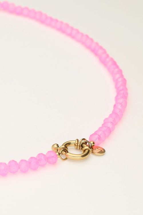 Roze kralenketting met slotje