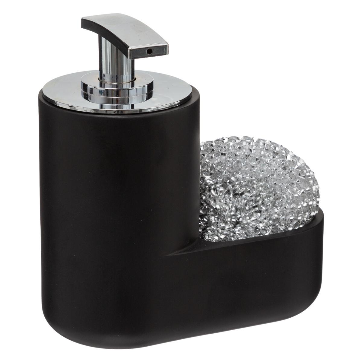DISTRIBUTEUR SAVON AVEC EPONGE NOIR MAT