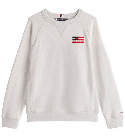 Tommy Hilfiger Sweatshirt - Flagge Lässig - Snow White Heather