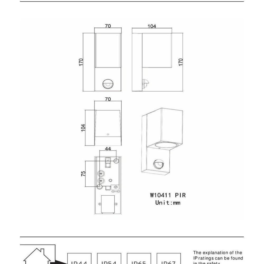 Zaro Ir wandspot in zwart, GU10, 1-lichts, IP65 met bewegingsmelder