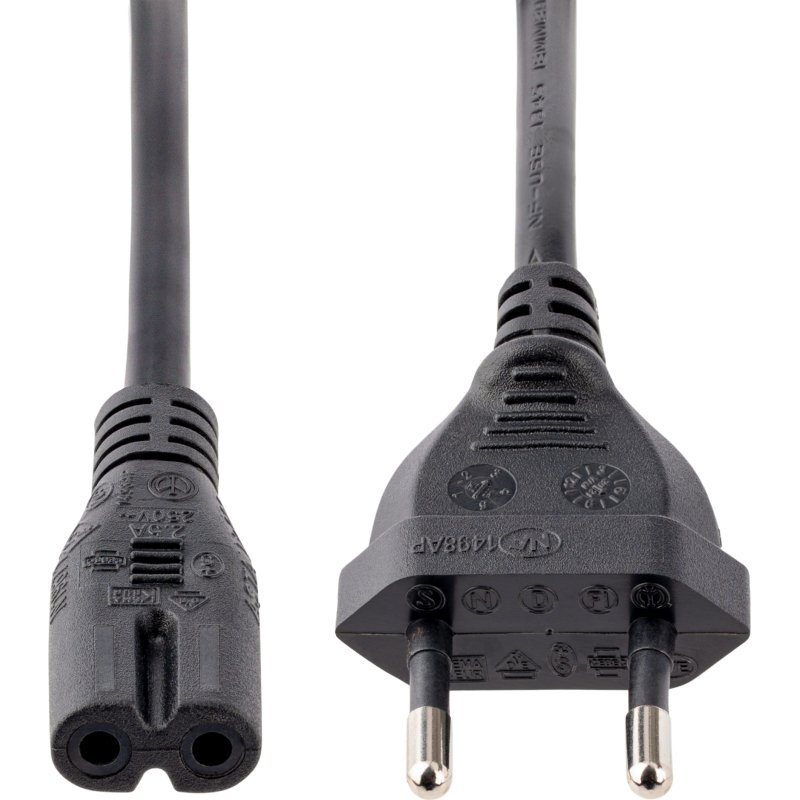StarTech.com Cordon d'alimentation bipolaire standard EU vers C7 de 1m pour ordinateur portable - M/F - Noir
