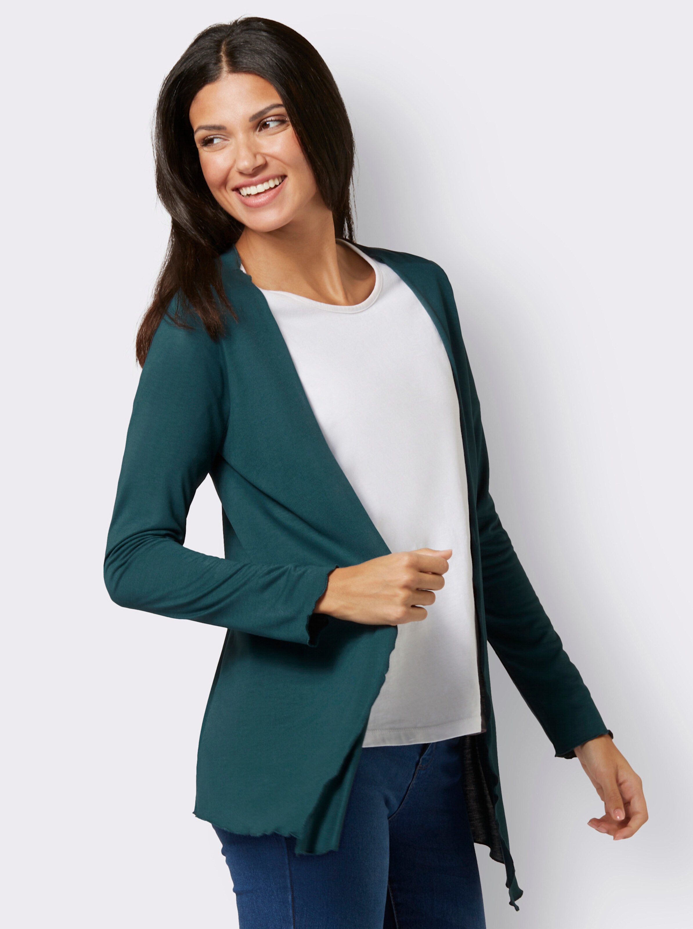 Shirtjacke mit Rüschenabschluss
