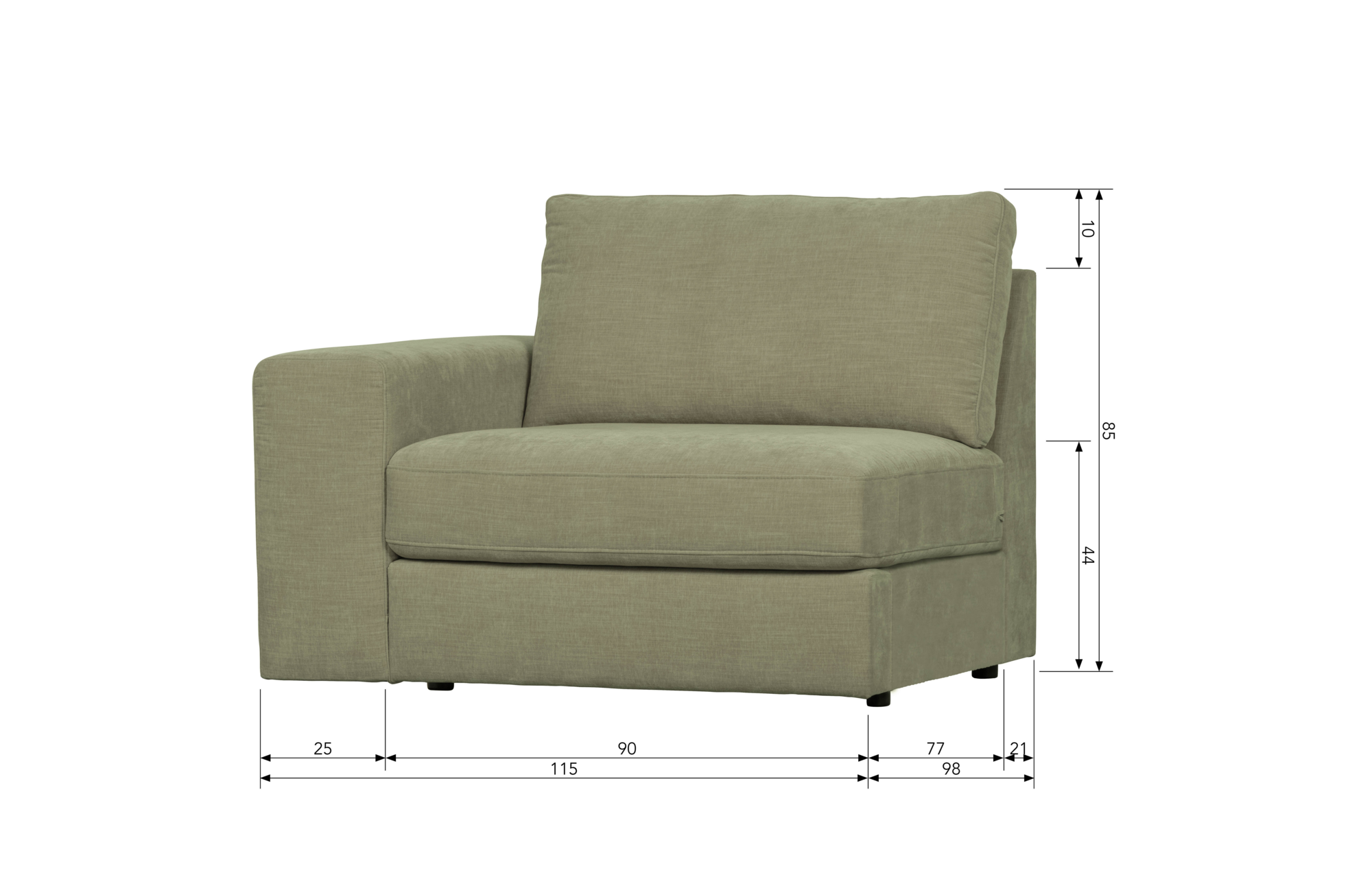 vtwonen 1-zits element Family met arm links Family 1-zits Element Met Arm Links - Groen