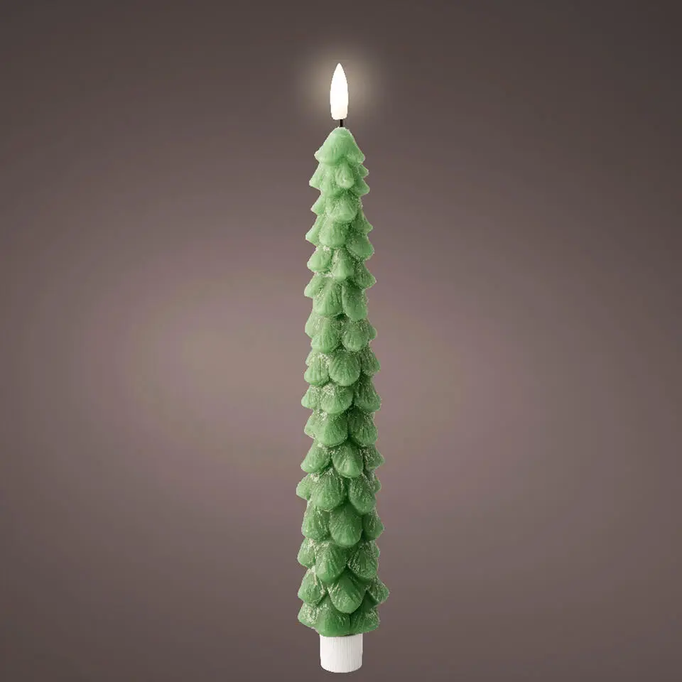 Lumineo LED kerstboom dinerkaars - groen - 29 cm - timer