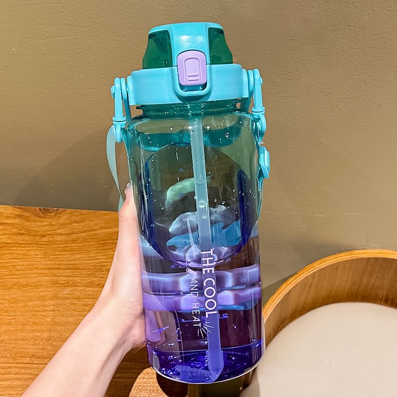 Choyce - Beletterde plastic drinkfles met rietje (verschillende ontwerpen)