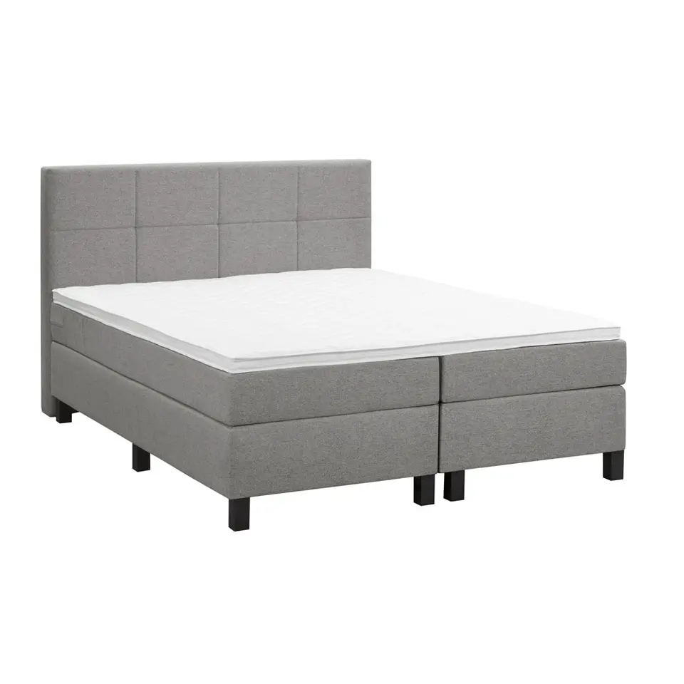 Boxspring Liv geblokt - lichtgrijs - 160x200 cm - vierkante poot