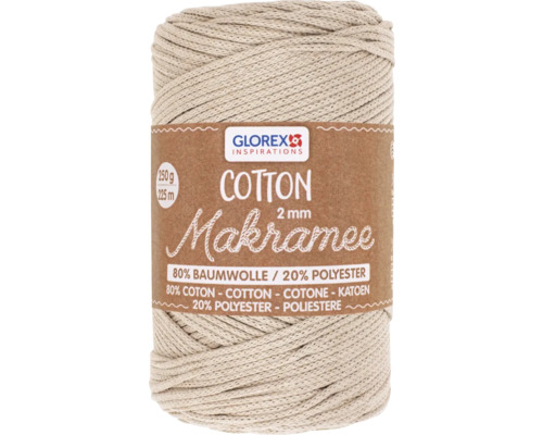 Macramé wol katoen taupe 2 mm 250 g