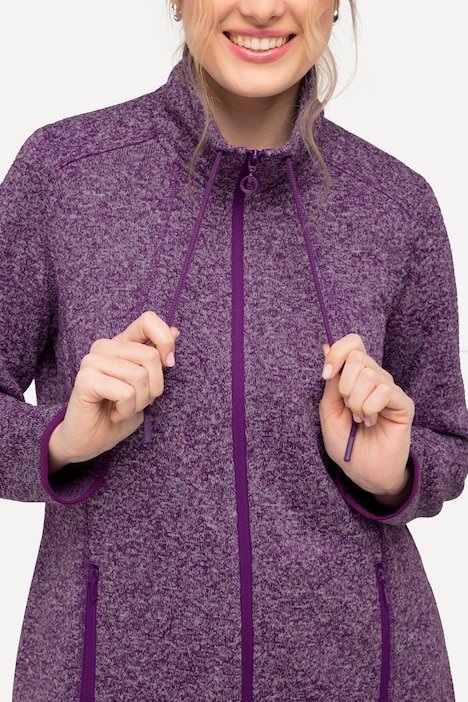 Strickfleece-Jacke, Rauten, Stehkragen, Zipptaschen
