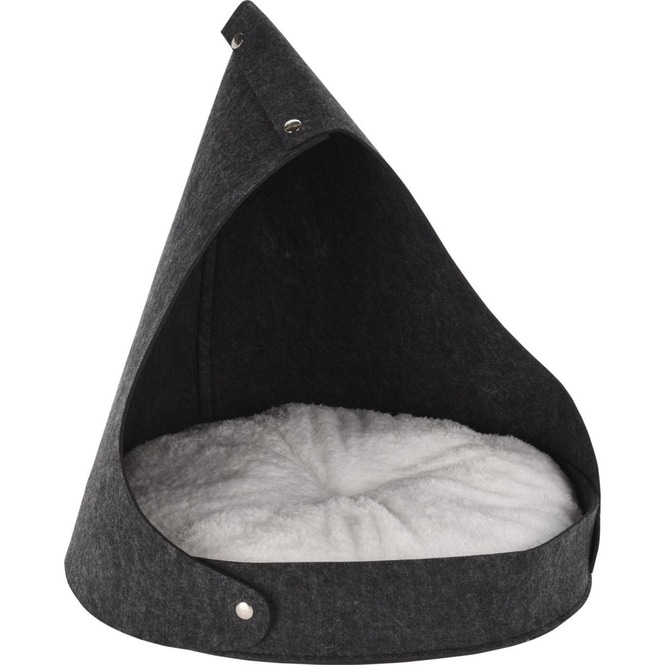Katzenlounge Zelt - mit 2 Kissen - grau/schwarz - ca. 50 x 50 x 55 cm