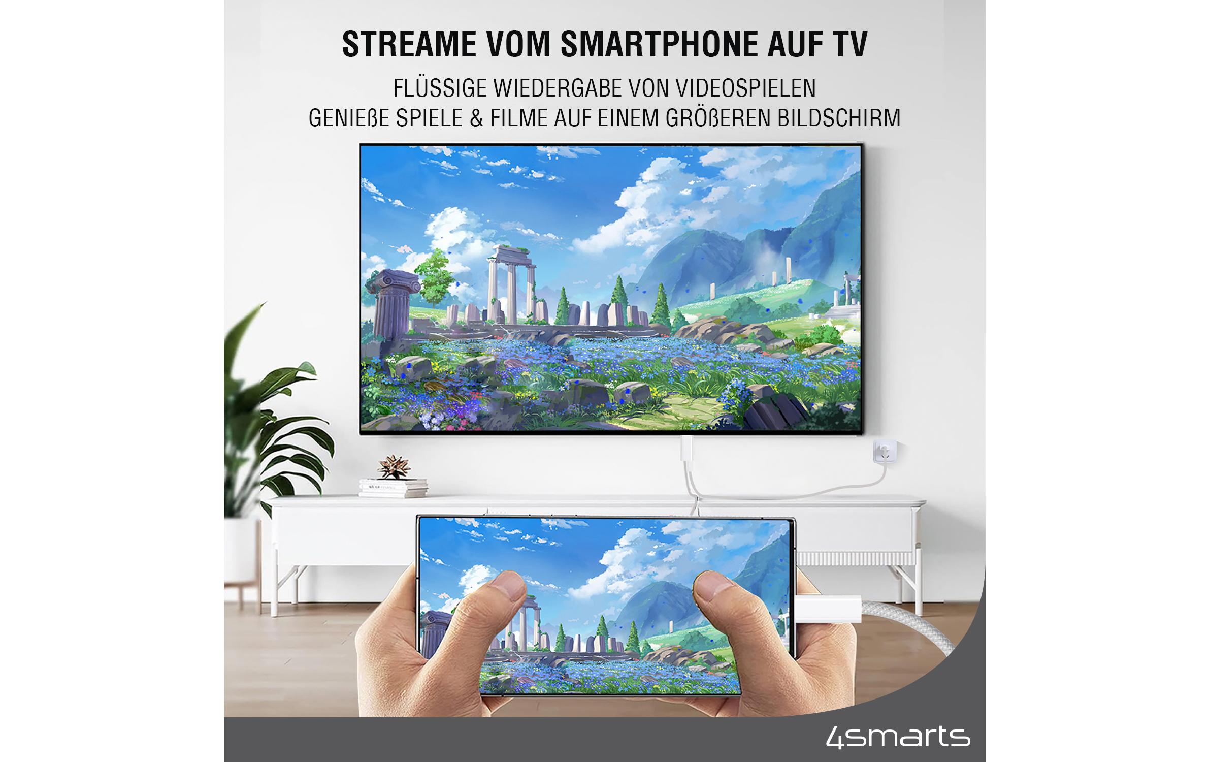 Kabel 4K 60Hz, PD 100W USB Type-C - HDMI, 2 mUSB-C auf HDMI Kabel PD 2m weiss, 4K-Unterstützung, Case Friendly