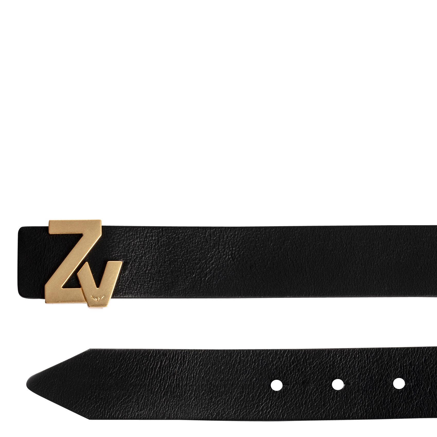 ZV INITIALE - Ceinture à initiales ZV en cuir | Noir