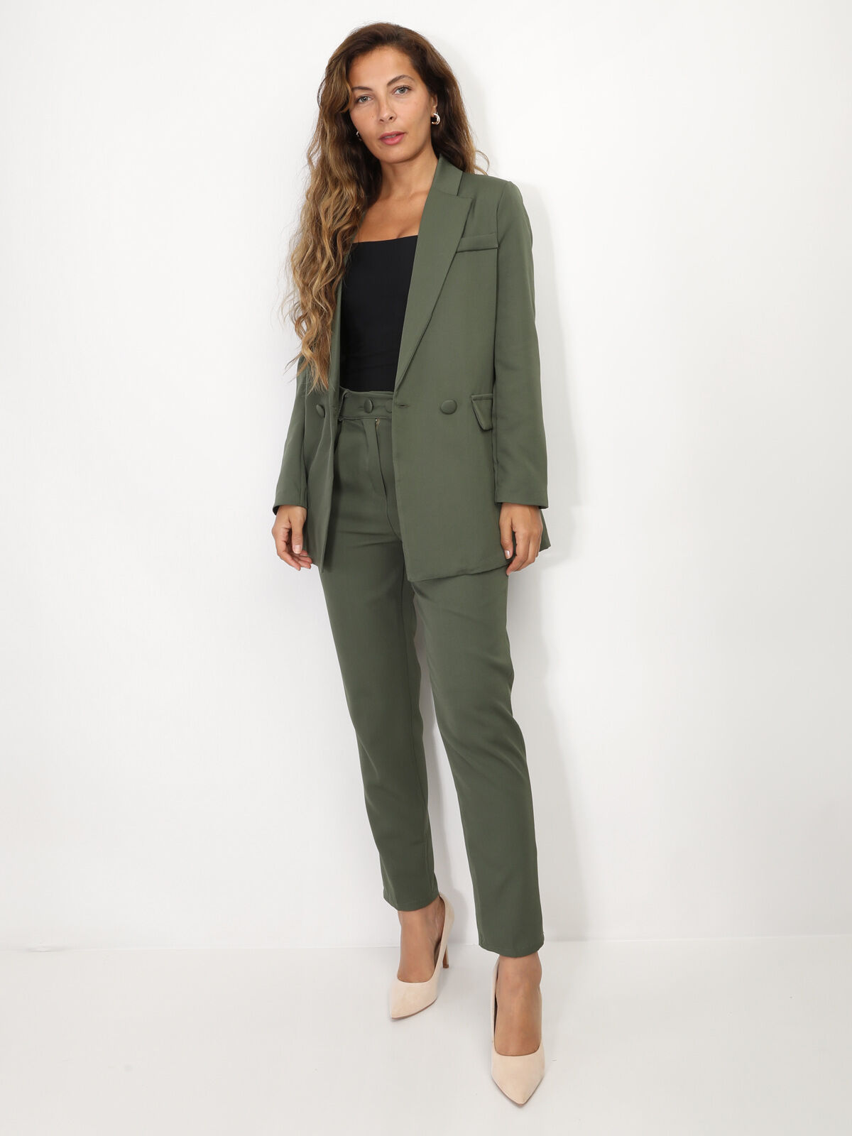 Ensemble tailleur droit- Kaki