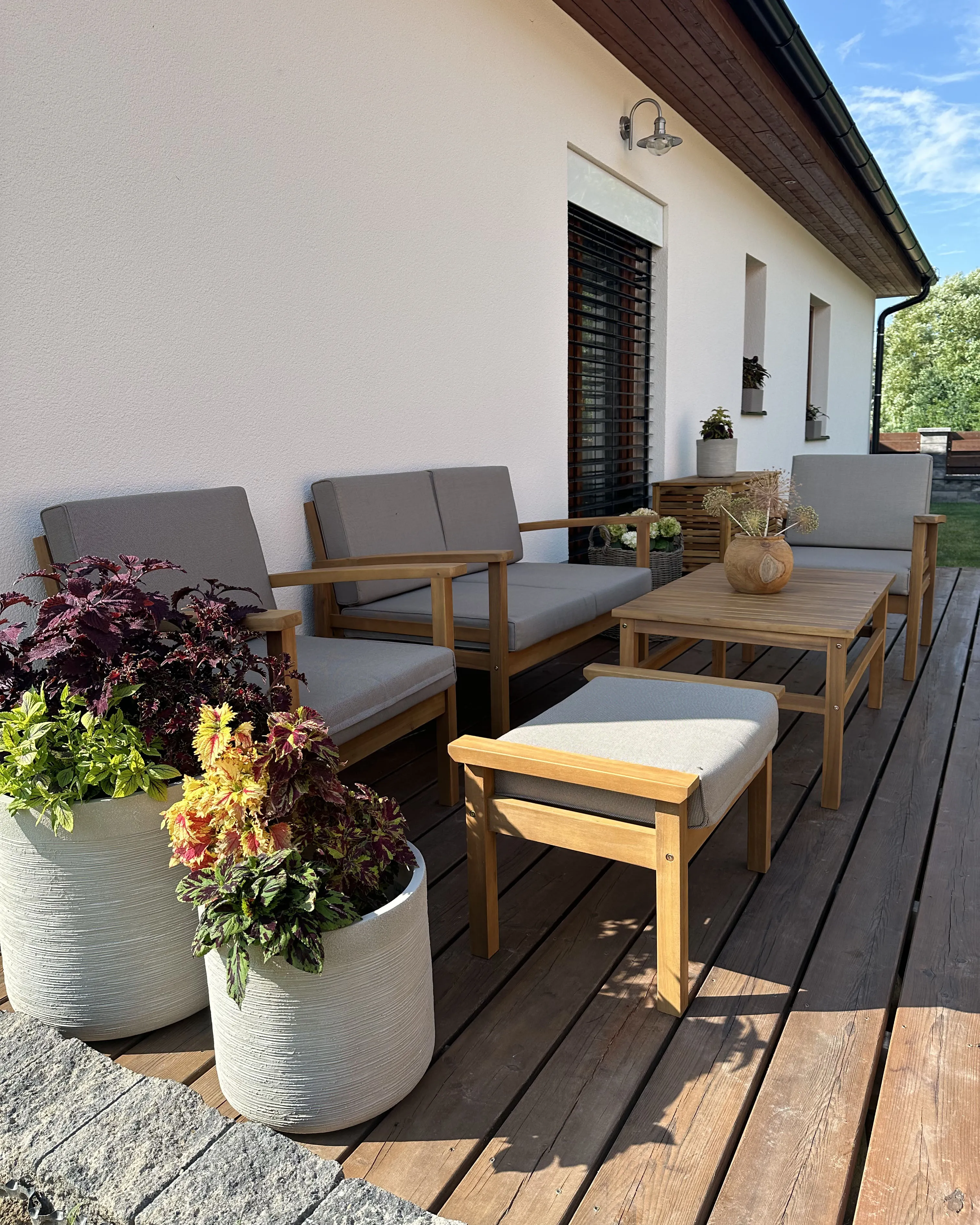 Loungeset met tafel 4-zits MANILA Gecertificeerd acaciahout Lichtbruin