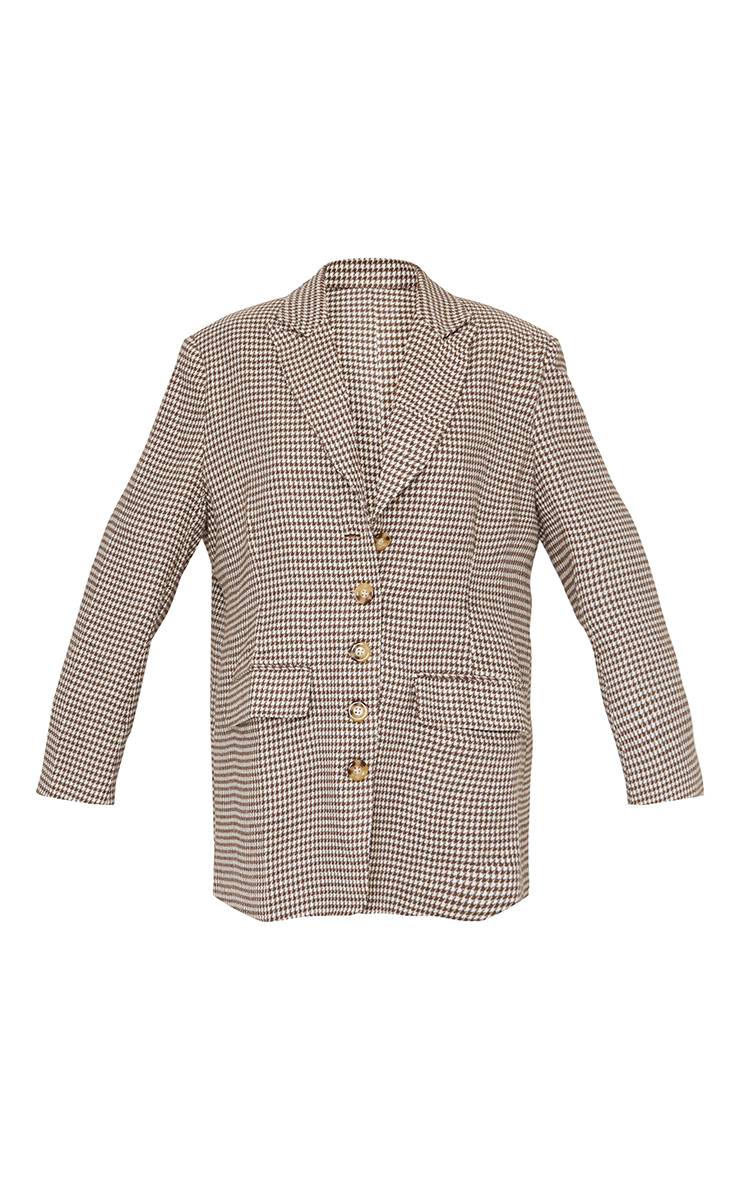 Chocolat Robe Blazer Oversize À Épaulettes En Twill À Carreaux