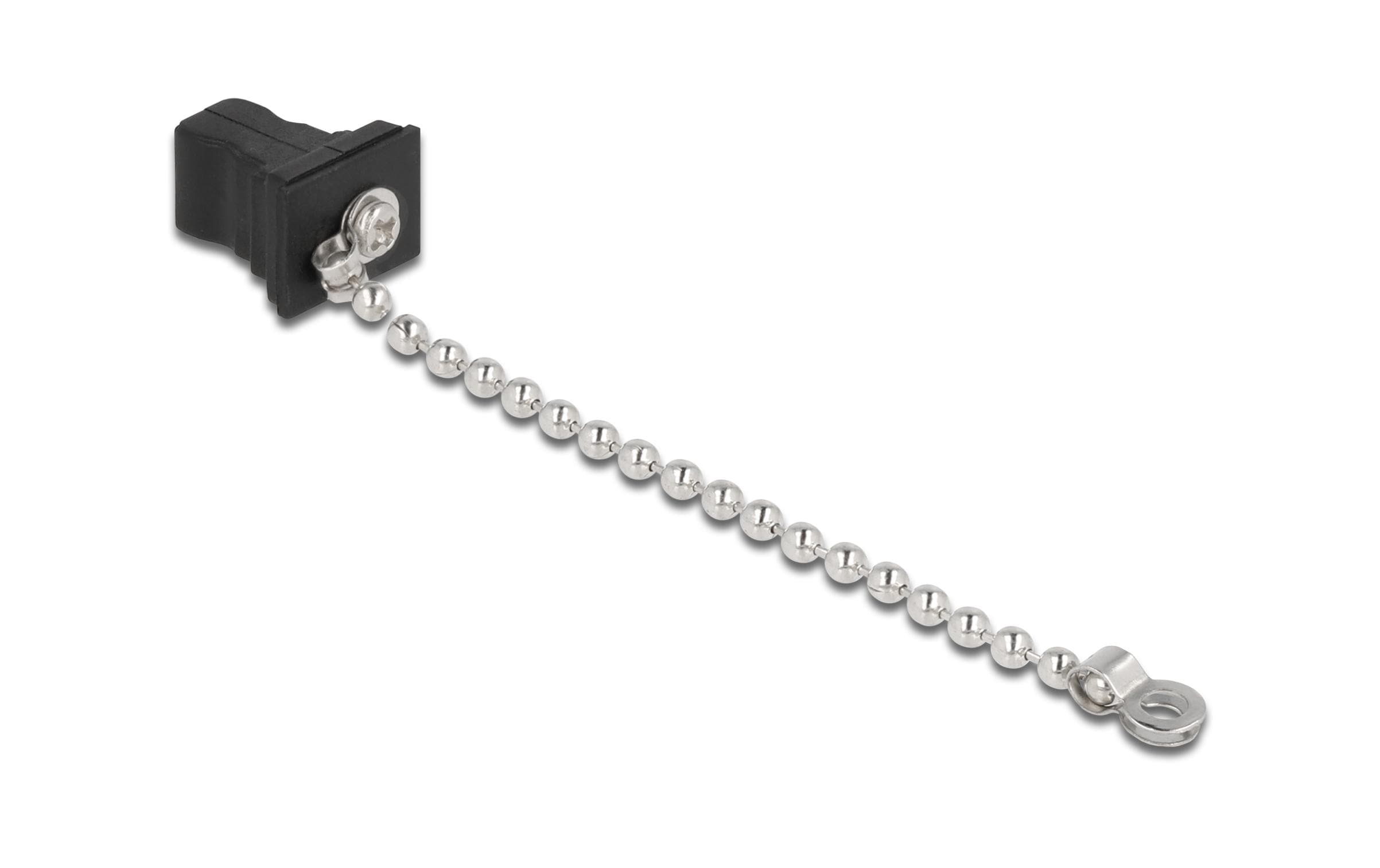 Staubschutz für SC Stecker mit Kette, 1 Stk, schwarzDelock LWL Staubschutzkappe mit Kette für SC Stecker schwarz