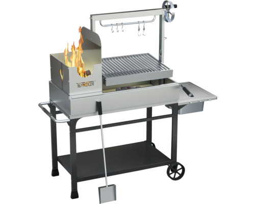 Tenneker® Asado houtskoolgrill AURORA TW inclusief zijplank, hittebestendige stenen & houtskoolschep