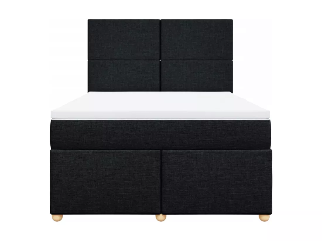 Sommier à lattes de lit avec matelas Noir 140x190 cm Tissu