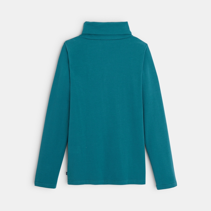 T-shirt col roulé manches longues turquoise garçon