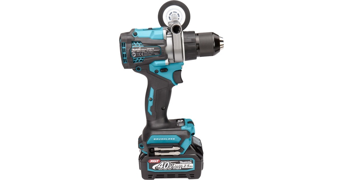 Makita40 V Max Boor-/schroefmachine XGT DF001GD201 schroeftol  (Blauw/zwart, Mbox, oplader en 2 accu's (2,5 Ah) inbegrepen)