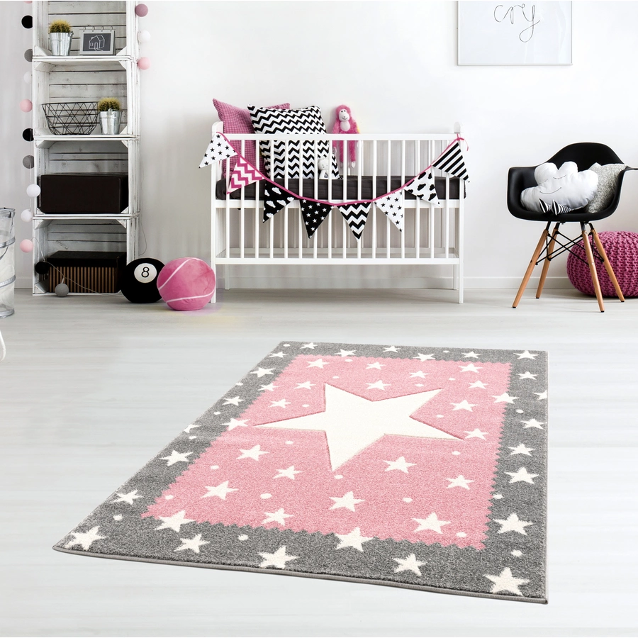 LIVONE Kinderteppich Kids love Rugs FANCY silbergraurosa 120x170cm