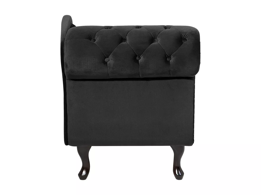 Méridienne Chesterfield en velours noir côté droite NIMES