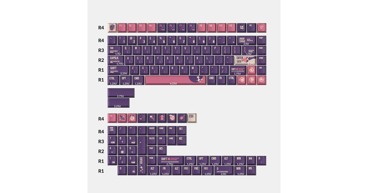 KeychronLunar Witch - Cherry Profiel Dye-Sub PBT Volledige Keycap Set keycaps  (Donkerpaars, 140 stuks)