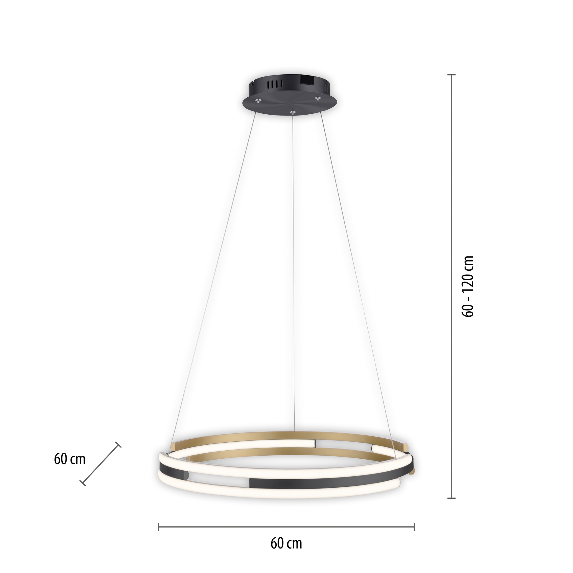 Paul Neuhaus LED Pendelleuchte Q-BELUGA Messing/ Schwarz matt