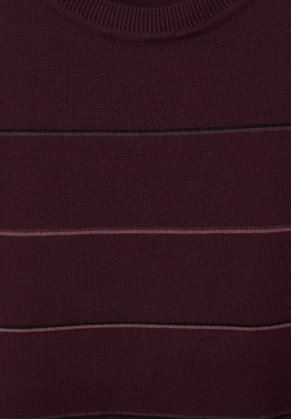 Gestreifter Strickpullover - burgundy red
