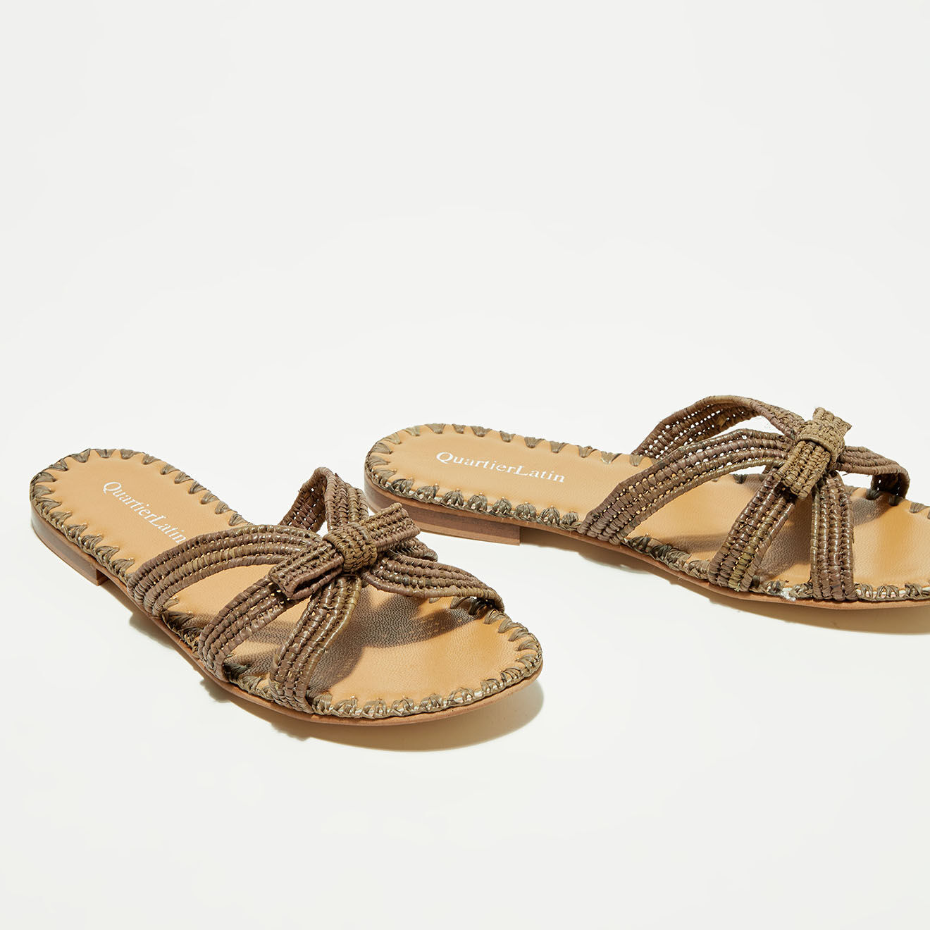 Quartier Latin Mules en Raphia kaki