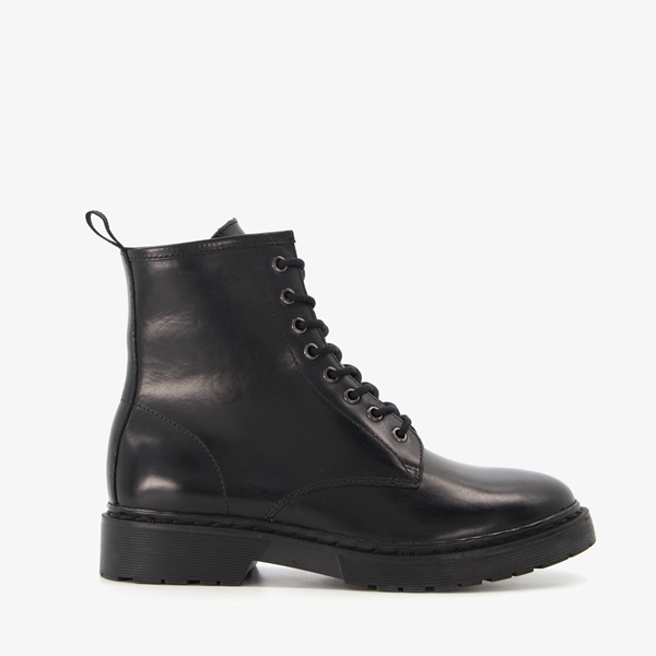 Harper leren dames veterboots zwart