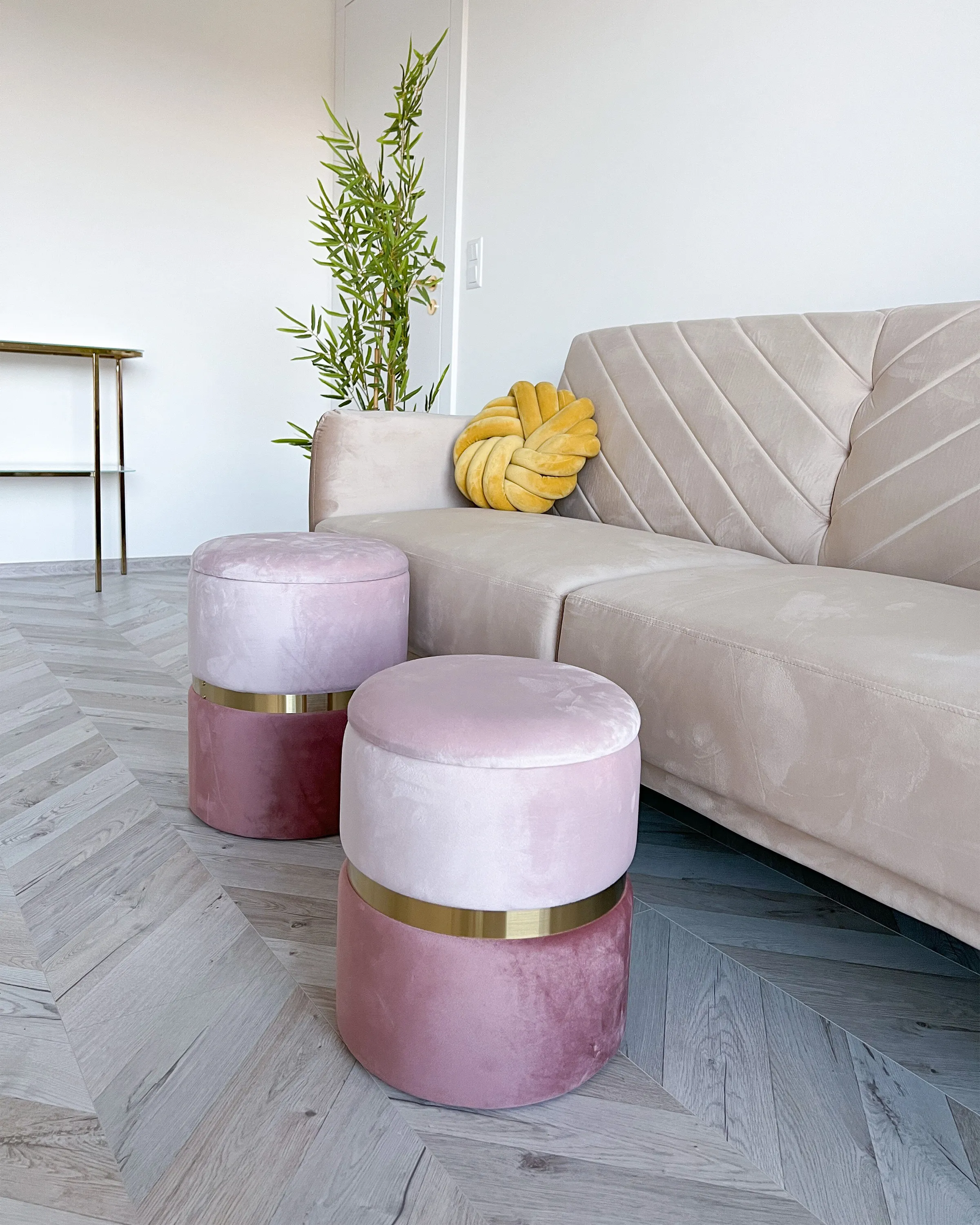 Set van 2 opbergpoefs WICHITA Fluweel Roze