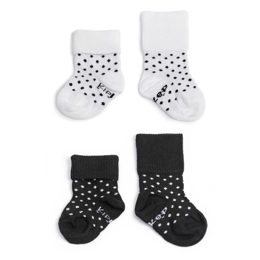 KipKep Stay-On Socken 2er-Pack Black-n-White Dotted