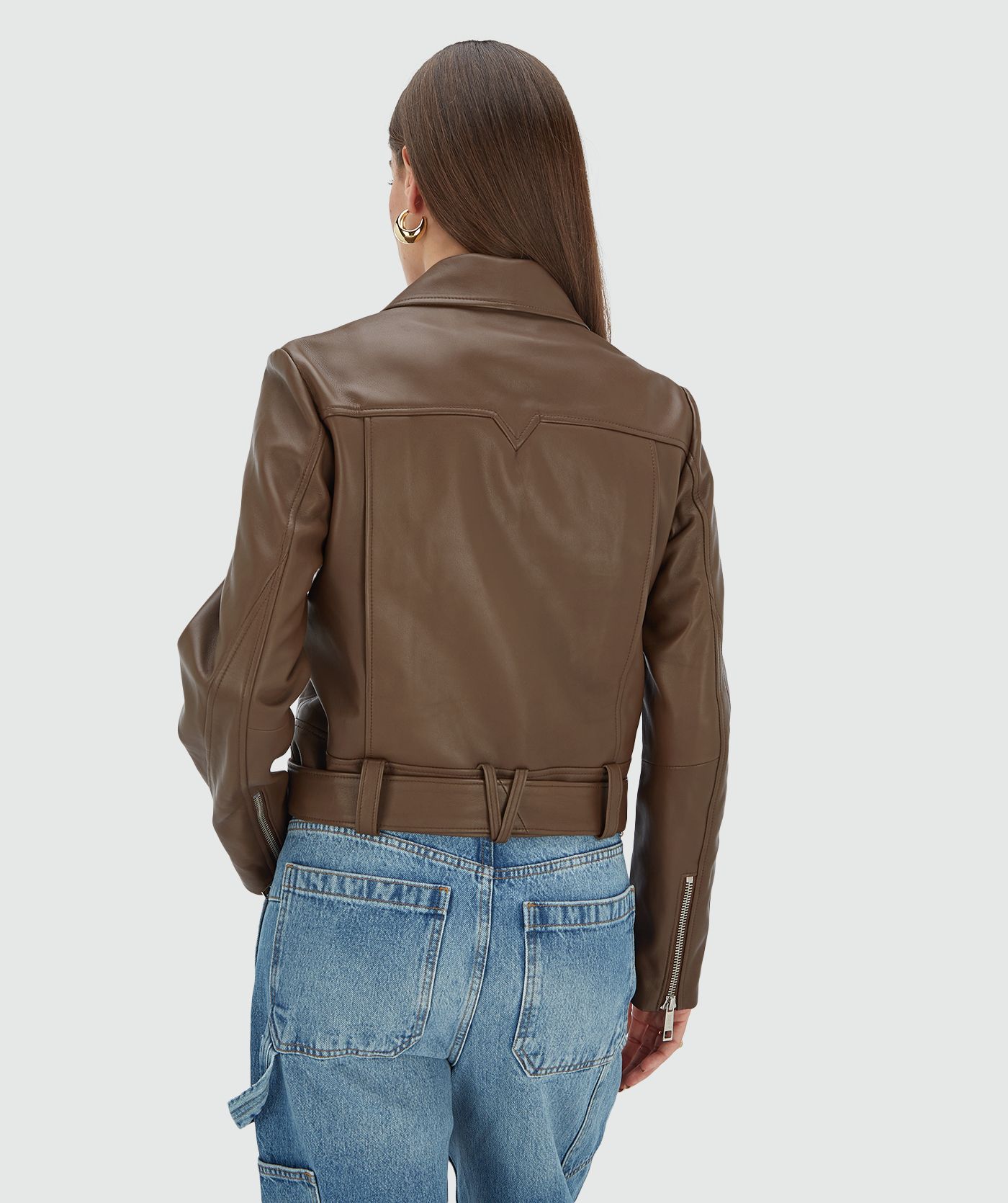 LUA regular fit jacket van leer - dark brown