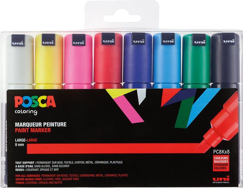 uni - PC-8K - Paintmarker - Assorti - 8 mm Schuin Afgesneden Punt