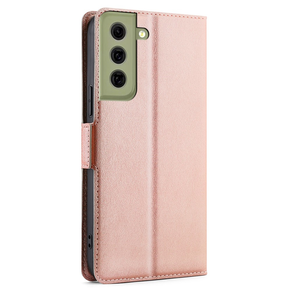 Samsung Galaxy S21 FE 5G Leder Tasche Flip Cover Litchi Look mit Kartenfach - Roségold