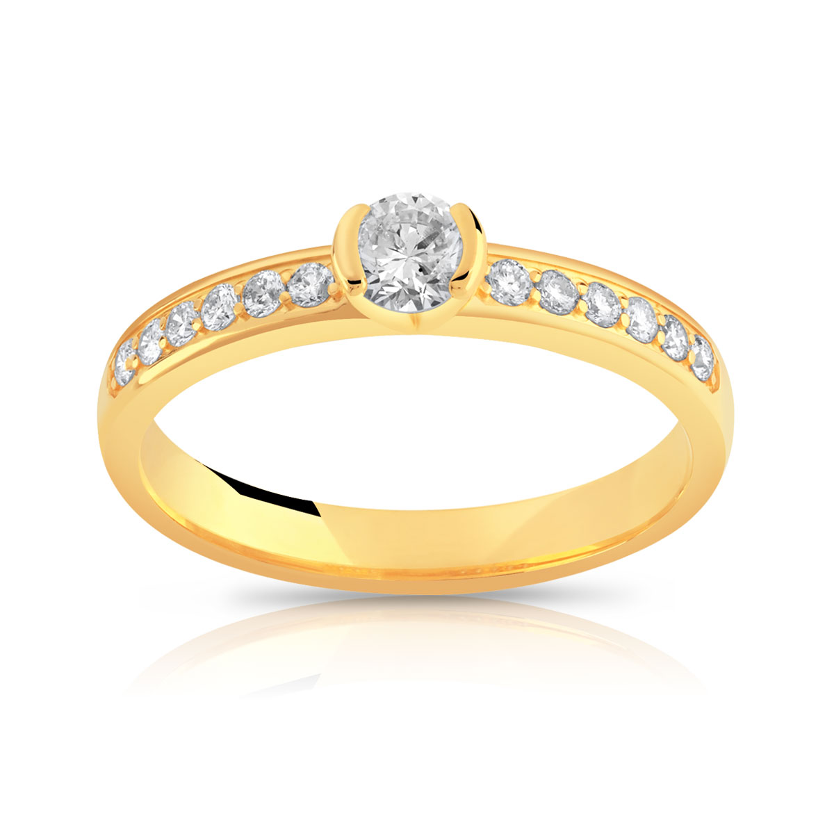 Bague solitaire or 750 jaune diamant 40/100e de carat