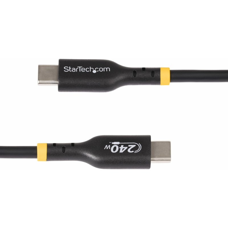 StarTech.com Câble de Charge USB-C de 2m, Charge et Synchronisation, 240W (5A) PD EPR, Câble de Charge USB 2.0 pour Ordinateur Portable, Certifié USB-IF , Gaine TPE - Cordon de Charge USB C Noir