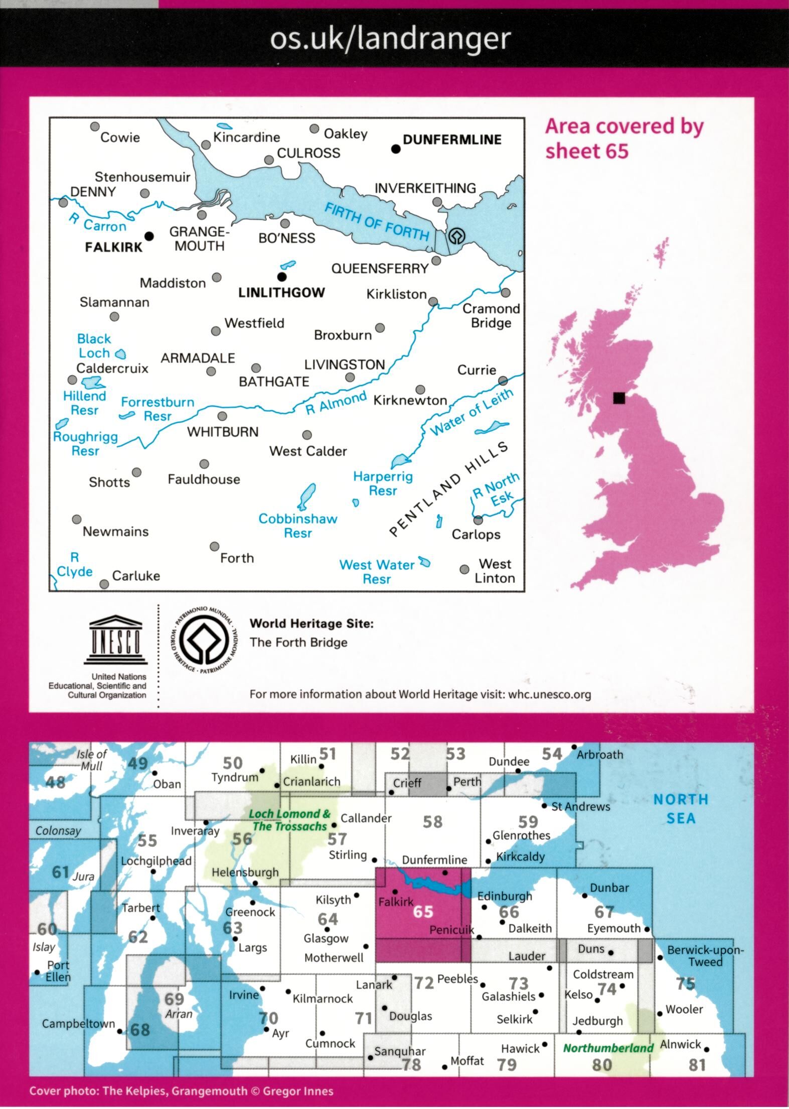 ORDNANCE SURVEY - 65 GB FALKIRK LINLITHGOW 1 50 000
