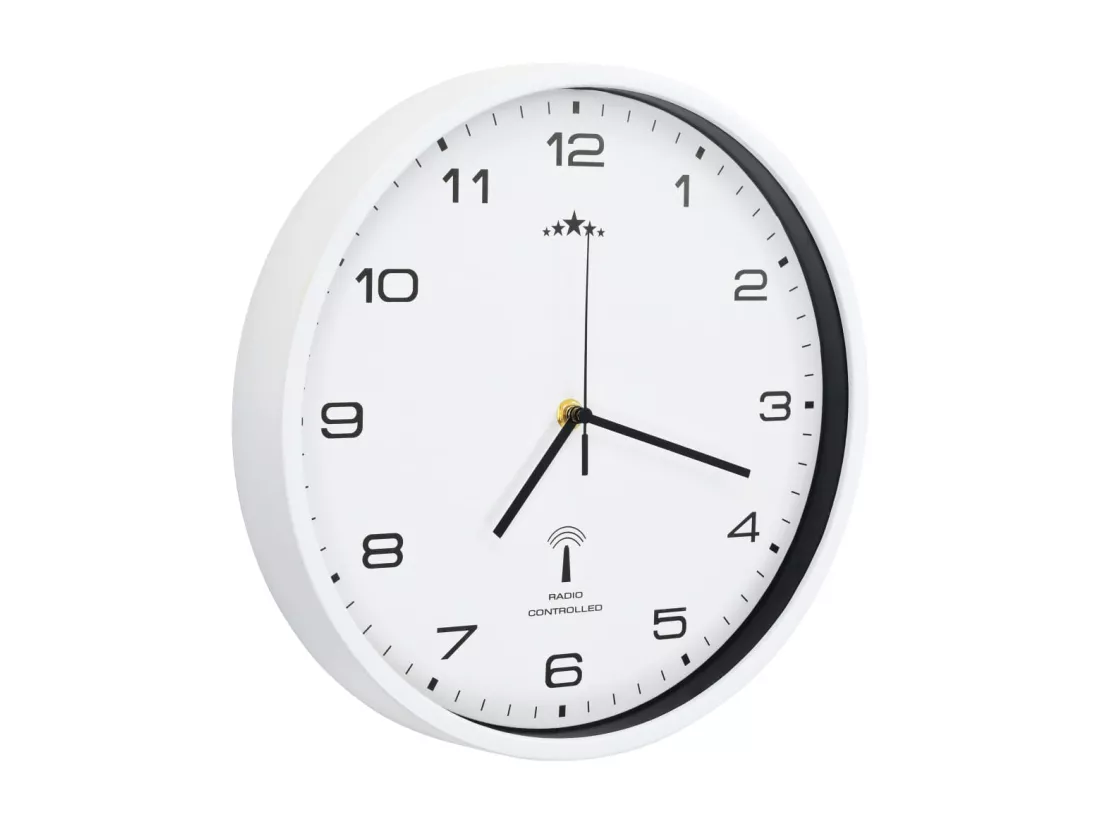 Horloge murale radioguidée avec mouvement à quartz 31 cm Blanc