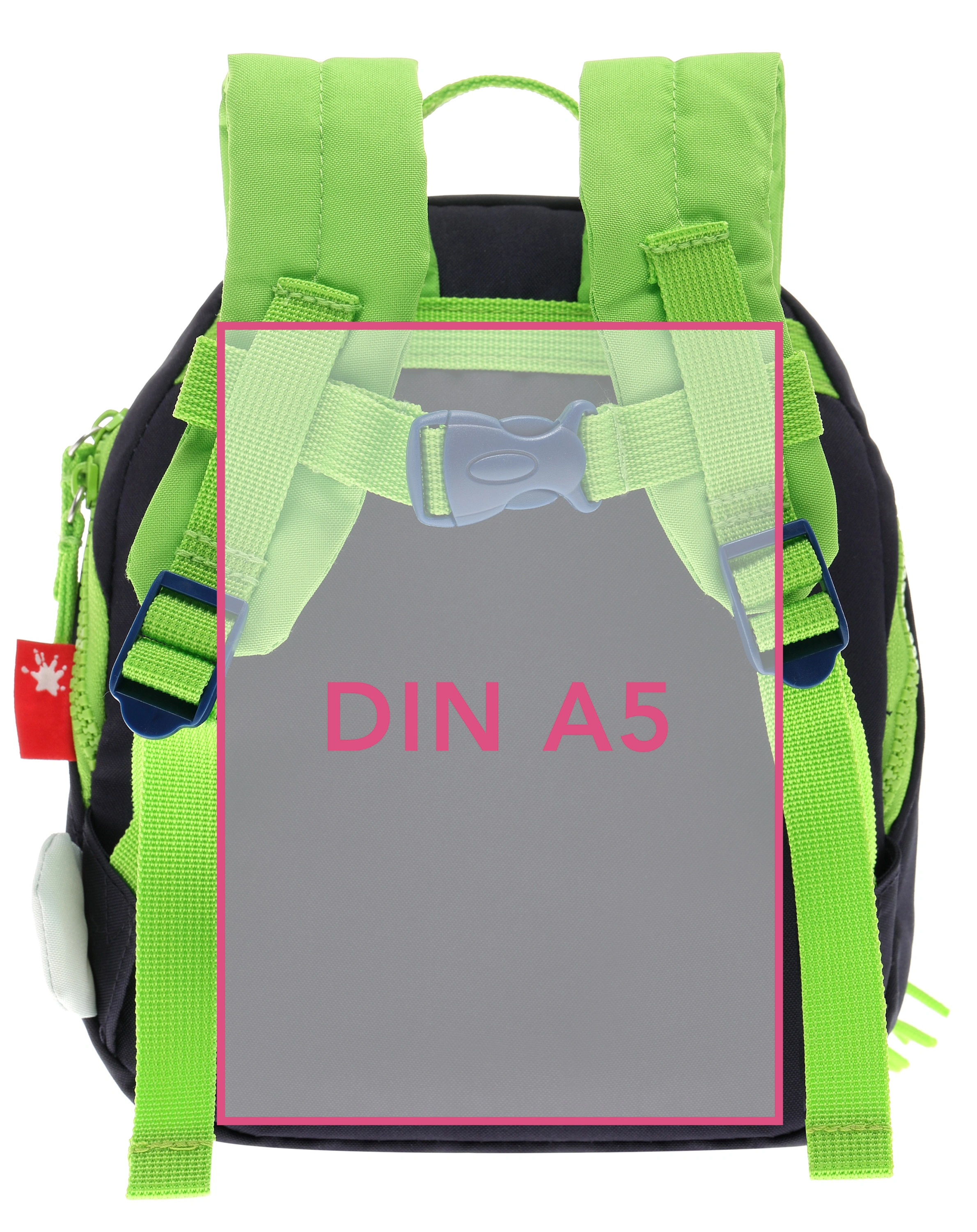Kinderrucksack HASE (24x22x10) in schwarz/grün